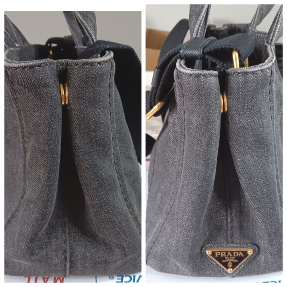 SOLD ‼️PRADA Canapa EUC Denim Black Mini Tote w/Strap - Picture 11 of 17